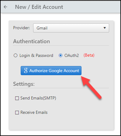 Authorize Google Account