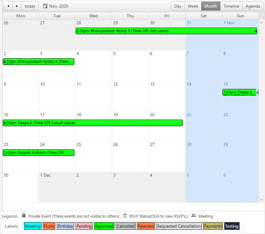 View employee availability with OfficeClip Calendar