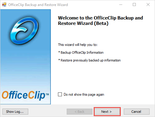backup and restore wizard