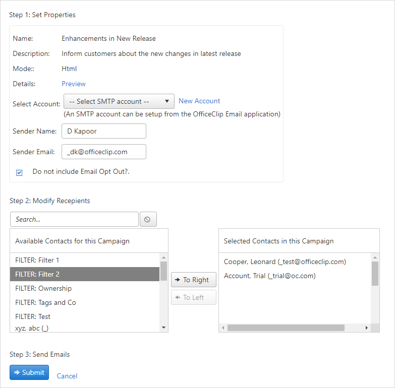 campaign smtp settings