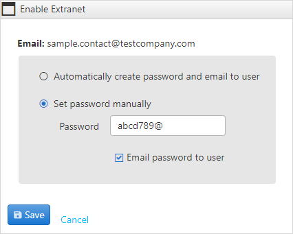 contacts enable extranet