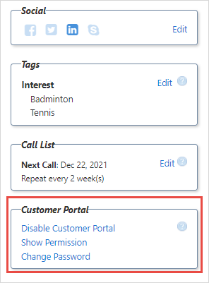 contacts extranet permissions