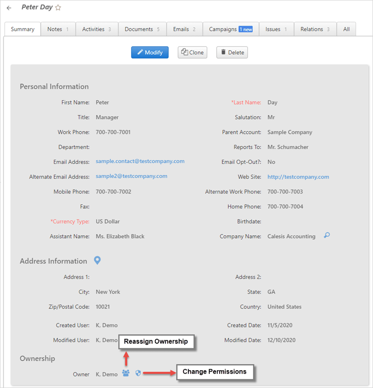 contacts ownership permission