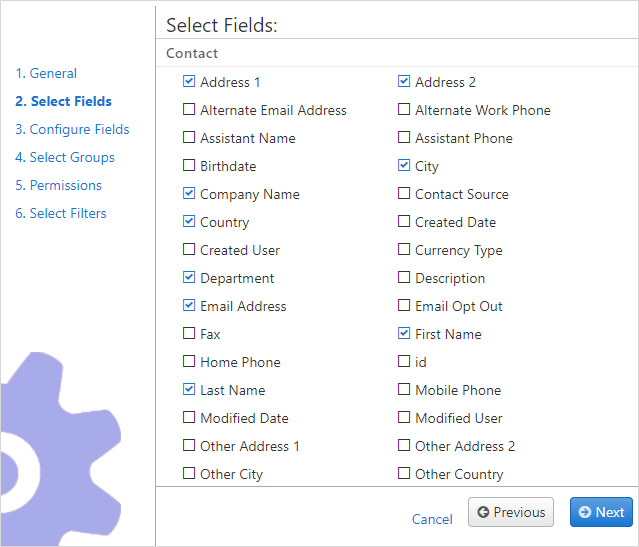 contacts select fields