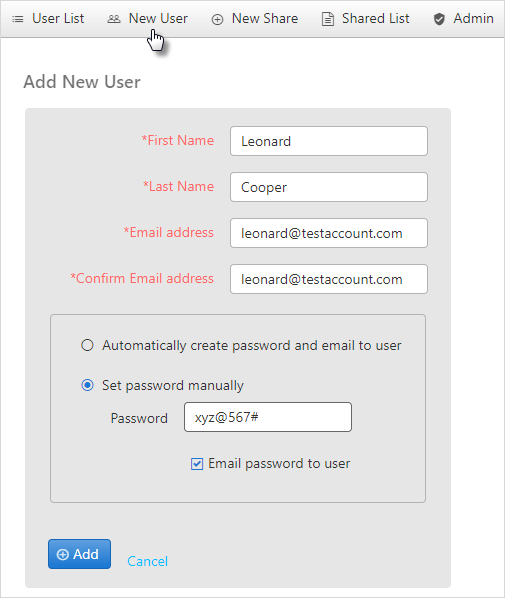 customerportal add new user
