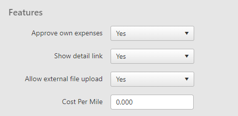 expenses profile features