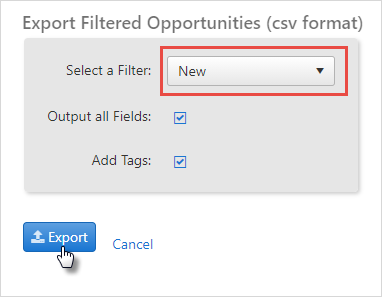 opportunity export filters