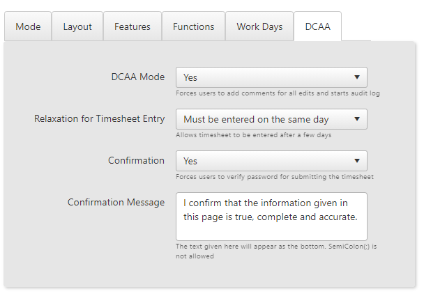 timesheet profile dcaa