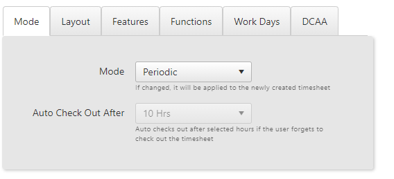 timesheet profile mode