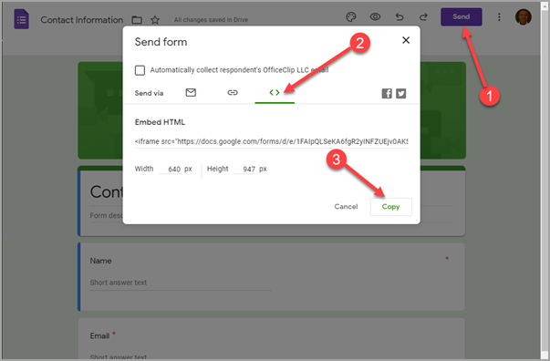 embed form code