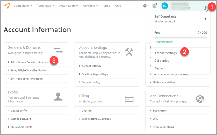 configuring mailjet domain