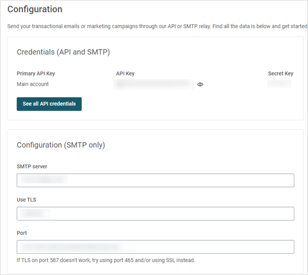 configuring mailjet smtp