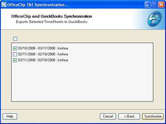 select timesheet to export