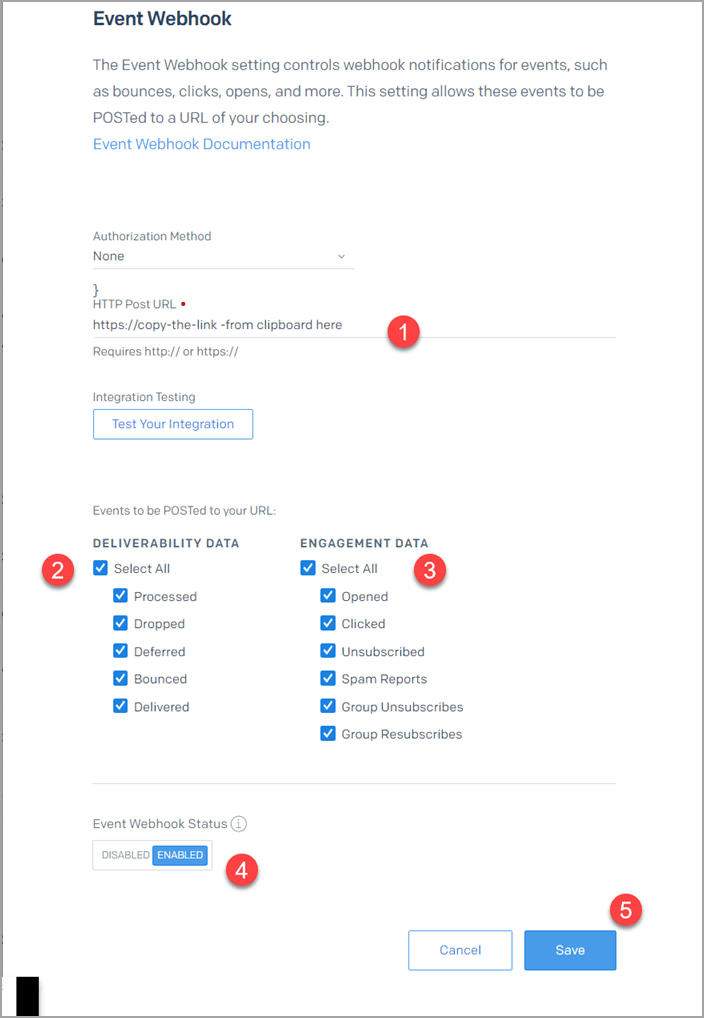 select webhook events