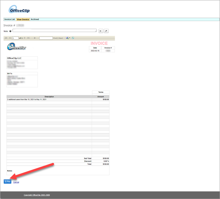 pay invoice from portal