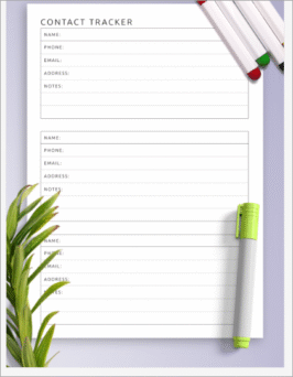 contact list in diary 