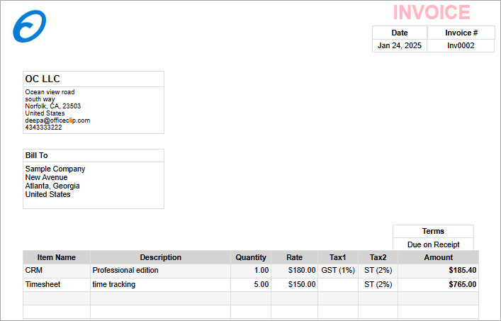 new invoice