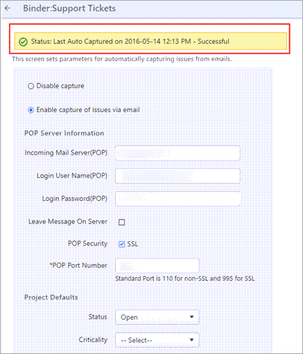 capturing issues via emails