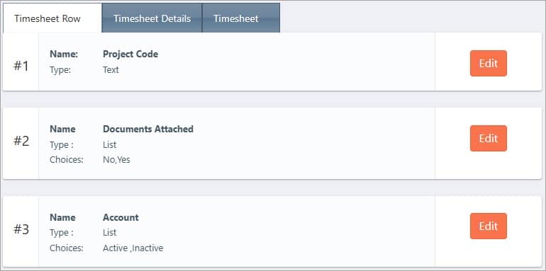 custom fields in timesheet