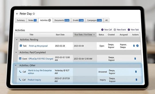 Call Logging UI