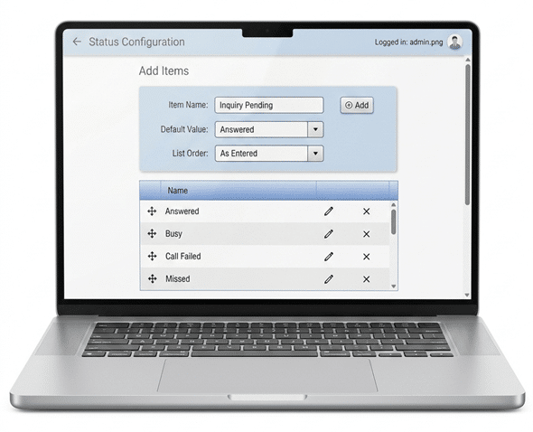Admin controls and settings in OfficeClip call logging software