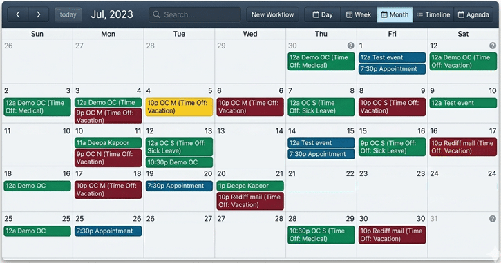 getting view of employees time offs