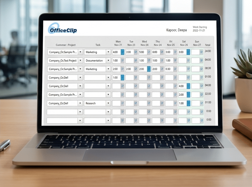 OfficeClip Timesheet Interface